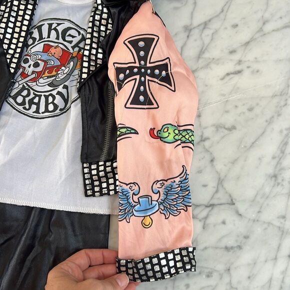 Biker Baby Tattoo Costume with Hat Sz 2T - Picture 5 of 8